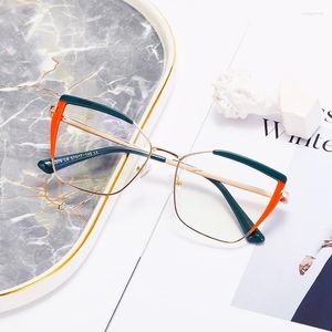 Moda Óculos de sol Fluxo Mulheres gato olho azul com óculos leves liga alia Hing Patchwork Frame Frame Prescrição personalizada Eyewear Seee22