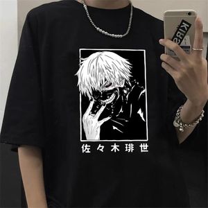 Japońskie anime Kaneki Ken Tokyo Ghoul T Shirt Men Men Manga Graphic Summer T-Shirt Casual Grunge Top Tee Mężczyzna