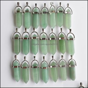 Konst och hantverk Natural Stone Green Aventurine Shape Charms Point Chakra Pendants for Jewelry Making Wholesal Sports2010 DHJP8