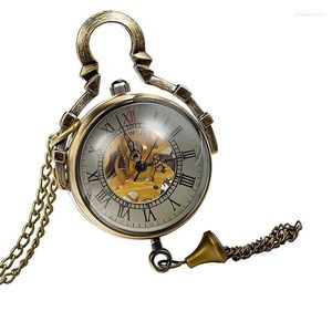 Pocket Watches Mechanical Watch With Clear Back Cover AndCrystal Ball Thun22