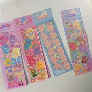 Embrulhado de presente insere a corea urso laser adesivo diy scrapbook colagem diário de telefone estrela perseguindo feliz planejador decoraçãogift giftgift