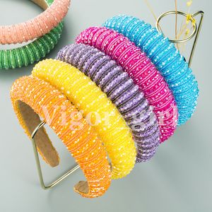 Hochwertige Damen-Schwamm-Haar-Accessoires-Stirnband, einfache, breitseitige, handgefertigte, perlenbesetzte Netz-Rot-Temperament-Stirnbänder, koreanisch