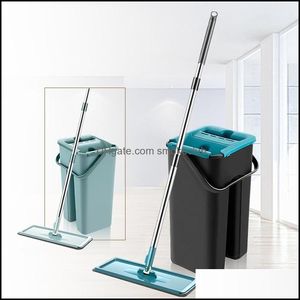 MOP z wiadrem Głowica 360 Rotacja Środek Płaskie MOPS Wymienione Podkładki Mokrej i Suchej ręki Do Wash Home Cleaning Tool 220226 Drop Dostawa 20