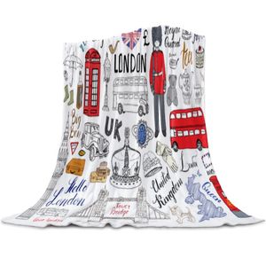 Blankets London Bus Street Doodle Throw Blanket For Sofa Christmas Decoration Bedspread Portable Microfiber Flannel Picnic