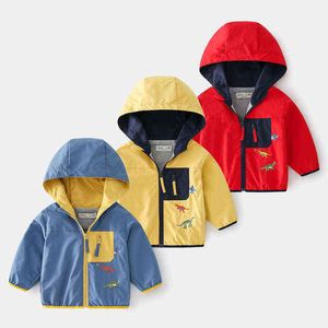 Осенние мальчики куртки Chlidren wursbreaker Jackets Outerwear Cartoon Dinosaur Koodies Jacket for Kids Clothing Fashion детская куртка J220718