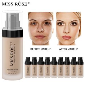 Miss Rose Liquid Foundation Odżywiający korektor Kontrola oleju Rozjaśnienie łatwe kosmetyki makijażu twarzy