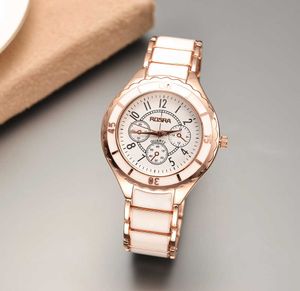 Elegante Relogio Feminino Mulheres Assista Em Aço Inoxidável Rodada Dial Quartz Sport Watches Moda Face Branco Relógio Estilo Luxo