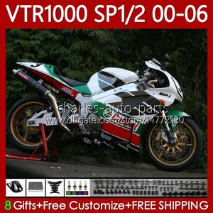 Kit carrozzeria per HONDA VTR1000 RTV1000 RC51 00 01 02 03 04 05 06 Carrozzeria 123No.79 VTR 1000 SP1 SP2 2000 2001 2002 2003 2004 2005 2006 Rosso verde bianco VTR-1000 2000-2006 Carenatura