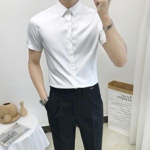 Men's Dress Shirts Men's Summer Fashion Korean Business Casual Slim Shirt Male Short-sleeved Solid Color Buttons G120Men's