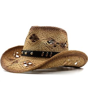 Cowboy Panama Hat Summer Sun Hats For Women Man Beach Straw Hat Men UV Protection Cape Chapeau Femme