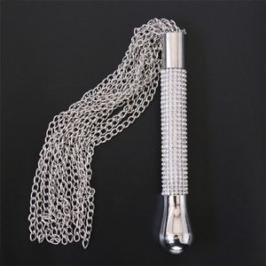 Manico diamantato Frusta a catena Giocattoli sexy per coppie Ferro morbido Passione Sculacciata Paddle Fruste Schiavo Restrizioni Bondage Flogger