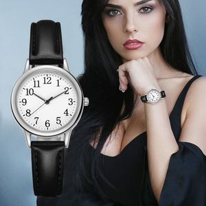 Armbanduhr Damen Frauen Quarz Uhr leicht zu lesen große Zahlen Armbanduhren PU Lederband präzise Bewegung Geschenkwatchwatches Armbanduhr