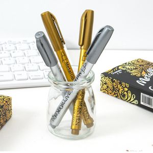 Gold Silver Paint Marker Water-base Marker Pen for Ceramics Glass Fabric Leather Dark Paper Painting Doodling DIY Arts&crafts