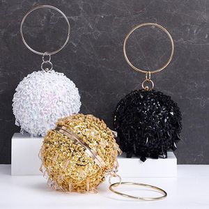 Bolsas de noite Design de esferas Mulheres Mulheres Circular Tassel Tassel Acrílico Diamantes de diamantes do dia da embreagem Handeira