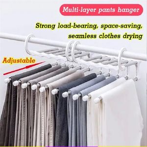 Multi-funzionale 5 in 1 pantaloni rack regolabile Armadio regolabile rack di stoccaggio in acciaio inox armadio archiviazione organizer abbigliamento magico appendiabiti 220408