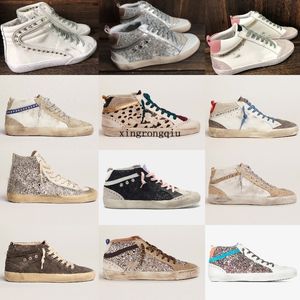 Golden Sneaker Mid star Deluxe Brand High-top style Women Casual shoes Sequin Classic White Do-old Dirty Men shoe