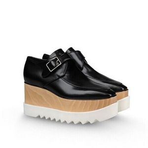 Sapatos Novos Stella venda por atacado-New Stella McCartney Black Elyse Womn Shoes Plataforma Black Patent Leather com Black Sole288i