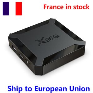 Frankrike i lager 10st X96Q Android 10.0 10 TV -låda Allwinner H313 Quad Core Support Smart WiFi 2GB 16GB och 10st i8 Backlight Mouse