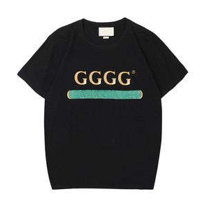 Siyah Pamuklu Gömlek toptan satış-Ünlü Erkek Tasarımcı T Gömlek Giyim Bayan Giyim Saf Pamuk Yuvarlak Boyun Kısa Kollu Işareti Mektubu Baskı Beyaz ve Siyah