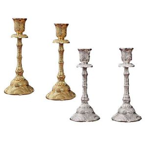 Set of 2 Taper Candle Holders Vintage Metal Pillar Candlestick Holders Elegant Brass Candle Stick Holders Decor Candelabra Set H220419