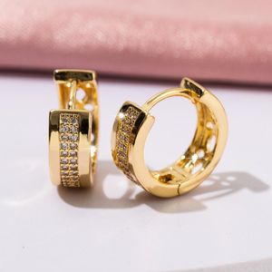 Hoop Huggie Trendy Shiny mm Real K Gold Plated Earrings Luxury Full Zircon Tarnish Resistant For Women Accessory Jewelryhoop