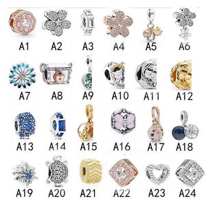 S925 Silver P Brand DIY Bracelets Necklaces Charms Pendant with Shining Crystal Fashion Beads Jewelry Accessories