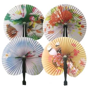 Chinese Style Lotus Handheld Folding Paper Fan Asian Decor for Party Decoration Home Decoration Wedding Birthday Party Children's Gifts Party Supplies MJ0437