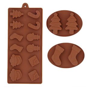 Natal Moldes de chocolate de silicone 12 Bolo de bolo de cavidade molde de doce de doces para o molde de bandeja de gelo de festas de Natal DIY de Natal