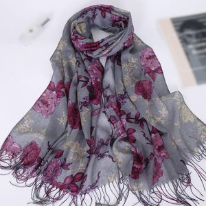 Кисточки женщины напечатаны цветочные шарф -шарф шарф