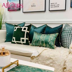 Avigers Luxury High Precision Jacquard Cucushion täcker Green Modern Home Decorative Throw Pillow Case 210401