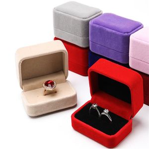 Scatola portagioie in velluto Scatole portaoggetti portatili a doppio anello Porta orecchini Organizzatore Confezione regalo per matrimonio di fidanzamento