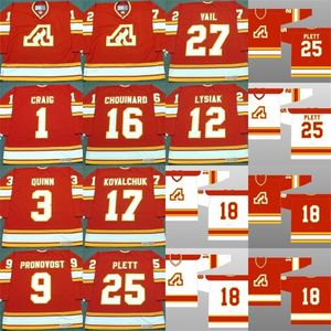 MIT 애틀랜타 화염 짐 크레이그 팻 퀸 뉴스 톰 Lysiak 가이 Chouinard ilya Kovalchuk Willi Plett Eric Vail Hockey Jerseys S-5XL