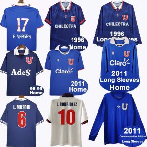 Universidad de chile soccer jerseys retro 2011 2012 home blue classic 11 12 football shirts vintage #11 HAZLEL #17 E.VARGAS #20 CH.ARANGUIZ #21 DIAZ S-2XL long sleeve sho