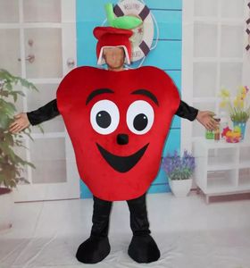 Röd färg Apple Mascot Costume Halloween Christmas Carcher Character Outfits Suit Advertising Brorofar Klädning Karneval Unisex Vuxna outfit