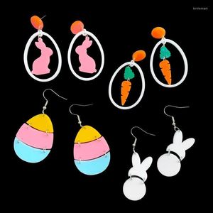 Stud Lovely White Hollow Out Egg Shape With Carrot And Pink Colorful Acrylic Pendant Earrings For WomenStud StudStud Kirs22
