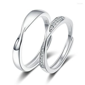 Mobius Ring Para Par Pare of Commorating Srebrny Białe Złoto Mężczyźni i kobiety żyją pierścieniem Diamond Toby22