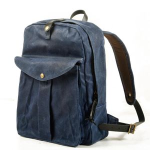 Ryggsäck retro vattentät oljevax canvas unisex dator resor skolväska utomhus bergsbestigning vandring backpackbackpack215k