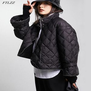 FTLZZ Winter Ultra Light Short Jacket Women 90% White Duck Down Coat Monopetto Parka Loose Keep Warm Snow Outwear 201103