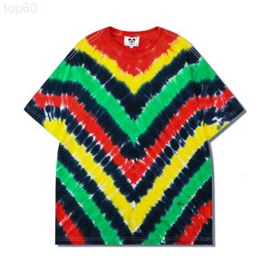 Men s T Shirts designer Xiachao casual Street loose T shirt g cotton hand tie dyed watermelon stripe short sleeve t shirt men C3RY