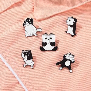 Creative fofo de desenho animado leitura de animais de modelagem série de broche panda pinguim gato de aprendizagem liga metal distintivo