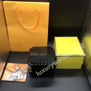 Black Color Wood Boxes Gift 1884 Wooden Brochures Cards for Watch Includes Certificate Bag Wristwatch Box