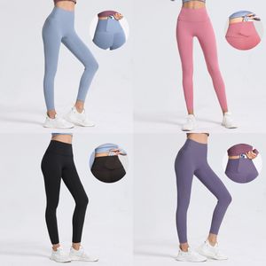 Yoga outfit hög midja naken känsla leggings skjuter upp sport kvinnor fitness springa yogas byxor energivares sömlösa gym flicka leggings 11 färger