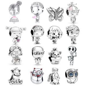 925 Mertes de charme de prata Dangle avó amp Grandfather Girl Series Bead Fit Pandora Charms Bracelet Diy Acessórios