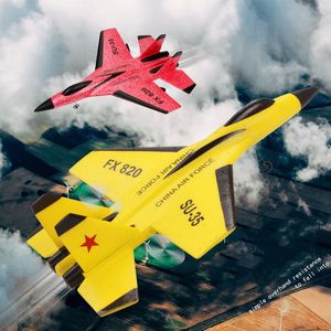 FX 820 2 4G 2CH SU 35 Glider Wingspan RC Airplane Rtf Plano UAV Xmas Presente Infantil Toys montados Modelo voador Fall 220713