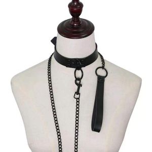 Paski 1pc seksowny naszyjnik dla kobiet kobiet Punk Gothic kołnierz ze smyczą czarne akcesoria PU skóra niewolnik lina trakcyjna Bondage NeckBelts BeltsBe