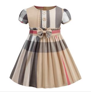 Sommer Baby Mädchen Prinzessin Kleider Kinder Plaid Kurzarm Kleid Mit Bowknot Kinder Taste Röcke Kind Skrit