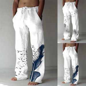 Calça masculina calça casual masculino 2022 impressão de moda larga perna larga masculino diário macio de cintura alta calças em estoque de viagens para caminhadas