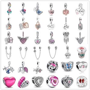 925 Sterling Silver Ciondola Charm Love Family Madre Perline Bead Fit Pandora Charms Bracciale Accessori per gioielli fai da te