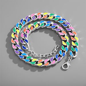 Silver Enamel Necklaces for Women Men Tennis Luxury Necklace Bijoux Cuban Link Chian Bracelet Multicolour Hip Hop Jewelry High Qutaily Love Gift