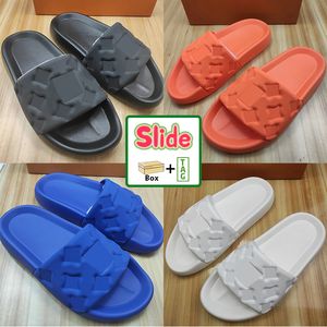 With Box Slippers Waterfront Embossed Mule Rubber Slide Beach Sandals Men Women White Orange Black Green Olive Summer Shoes Sneakers